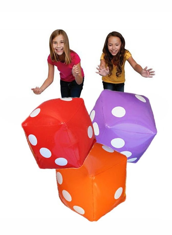 3pcs 30cm Numbers Inflatable Dice toys Kids Adults Inflable Water Park Outdoor Games Bounce Beach Toy,purple,red,orange