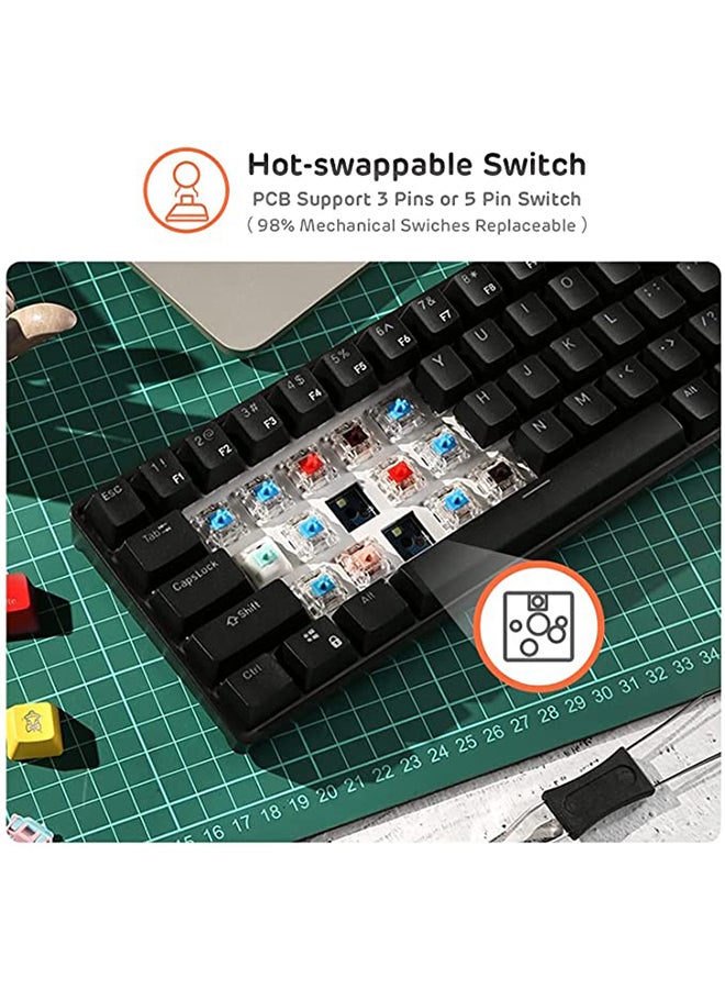 RK61 Tri - Mode Hot Swapable RGB Mechanical Gaming Keyboard Blue Switch