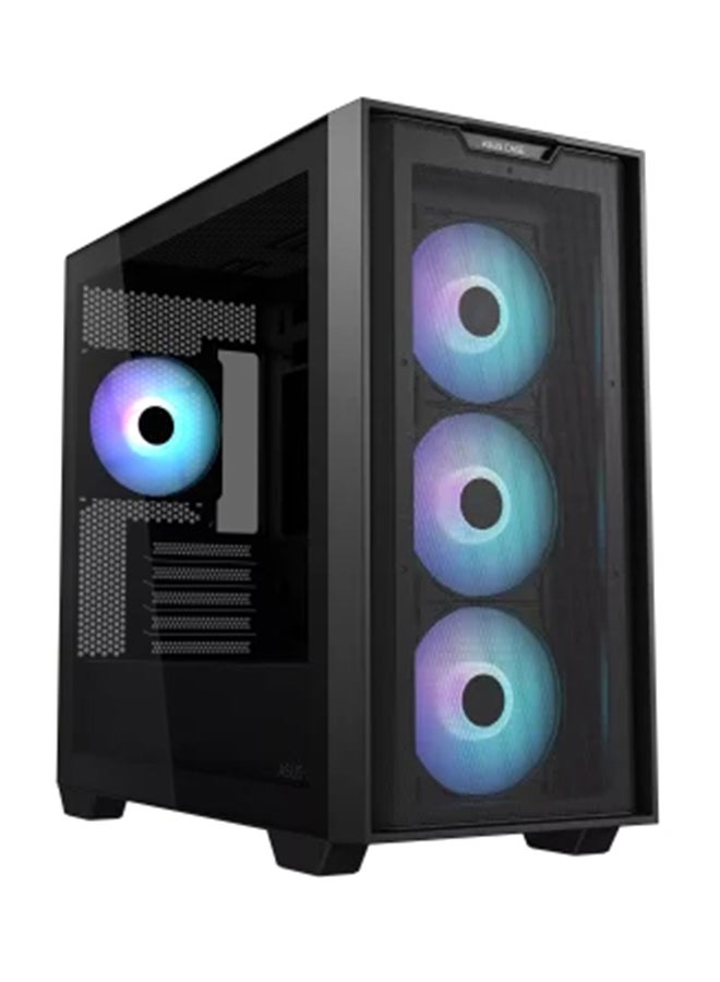 A21 PLUS MicroATX Case, 4x Pre-Installed ARGB Fans, Clean Cable Management, Supports 360 Mm Radiators & 380 Mm Graphics Cards, Black | 90DC00H0-B19000