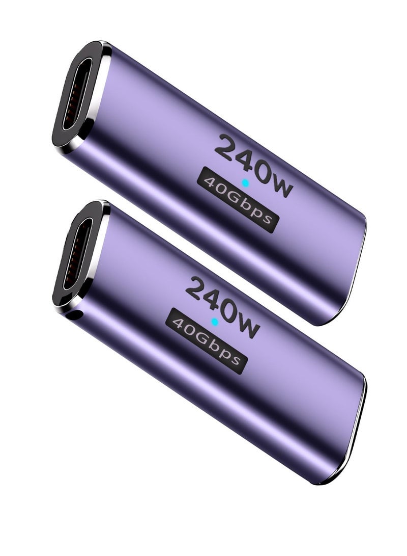 C Female to Female Adapter, 2 Pack 240W USB C Adapter, Supports 8K Audio and Video Transmission, Coupler Connector for Thunderbolt, Switch, MacBook, Laptop, Tablet, Phone