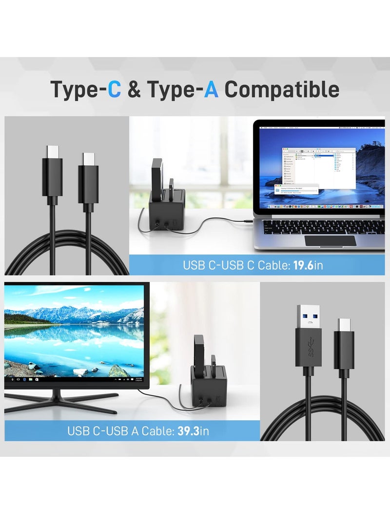 USB 3.2 Gen 1 to Hard Drive Docking Station 2.5 or 3.5 inch SATA I II III Dual Hard Drive Docking Station with Hard Drive Duplicator Offline Clone Function and 2 USB Cables Support UASP