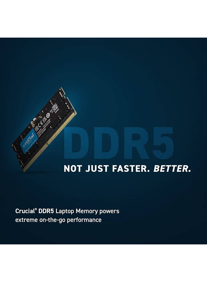 32GB DDR5-4800 SODIMM Laptop Memory, CL40 Cas Latency, 40-39-39 Extended Timings, 1.1 Voltage, 262 Pin, Unbuffered Non ECC | CT32G48C40S5 32 GB