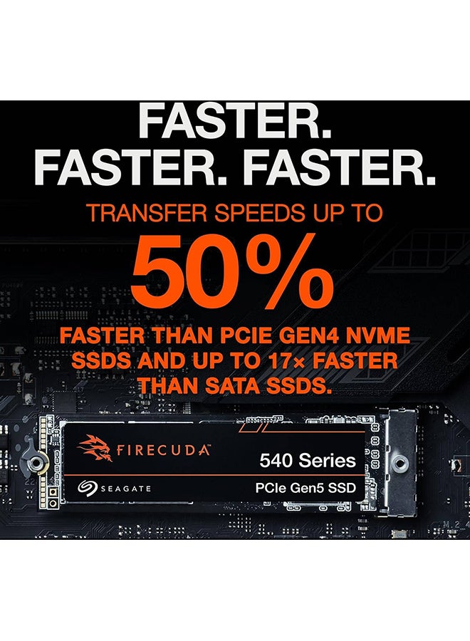 FireCuda 540 PCIe Gen5 x4 NVMe 2.0 M.2 2280-D2 Internal SSD, 10,000 Sequential Read 10,000 Sequential Write, 3D TLC NAND Flash Memory, 2,000 TBW | ZP2000GM3A004 2 TB