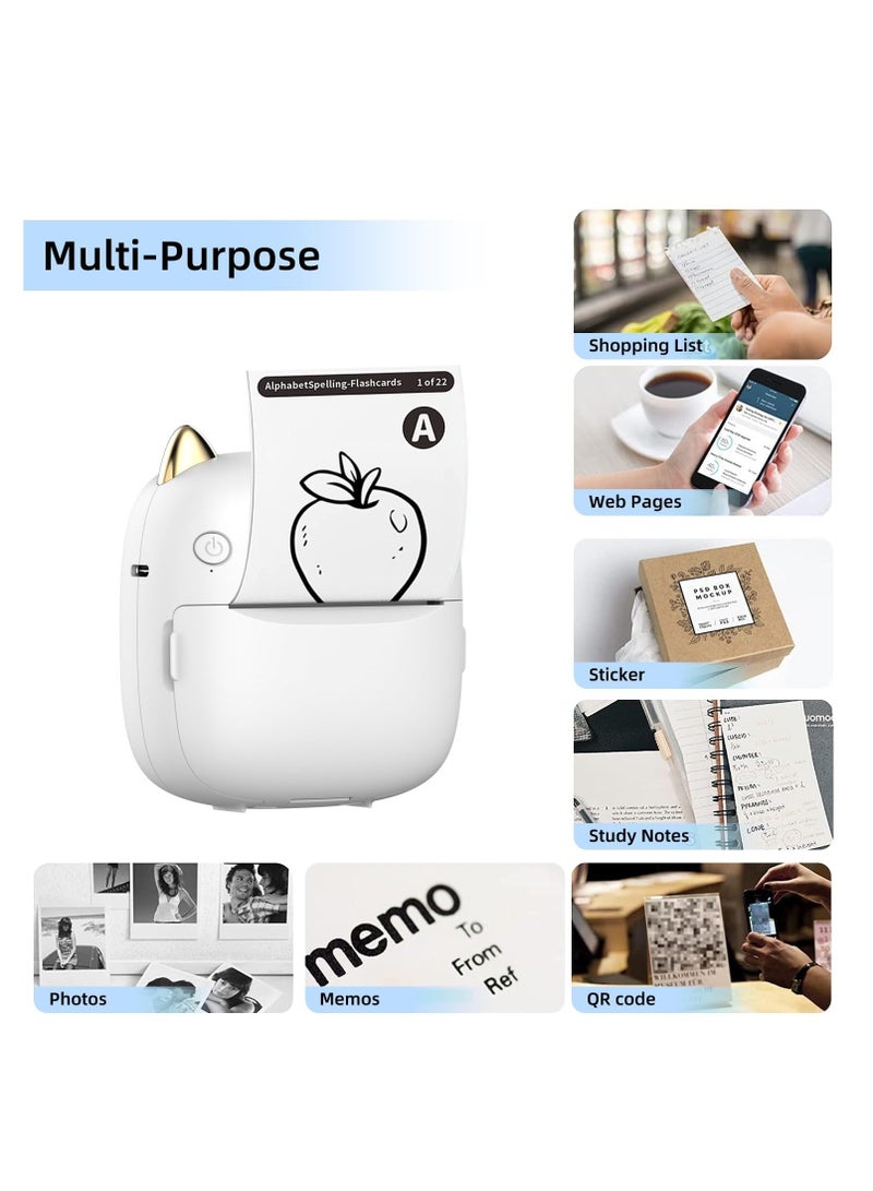 Mini Pocket Printer, Portable Instantly Sticker with 7 Color Lamp Printer, Sticker Maker Pocket Thermal Printer Customized Sticker for Study, DIY Scrapbook
