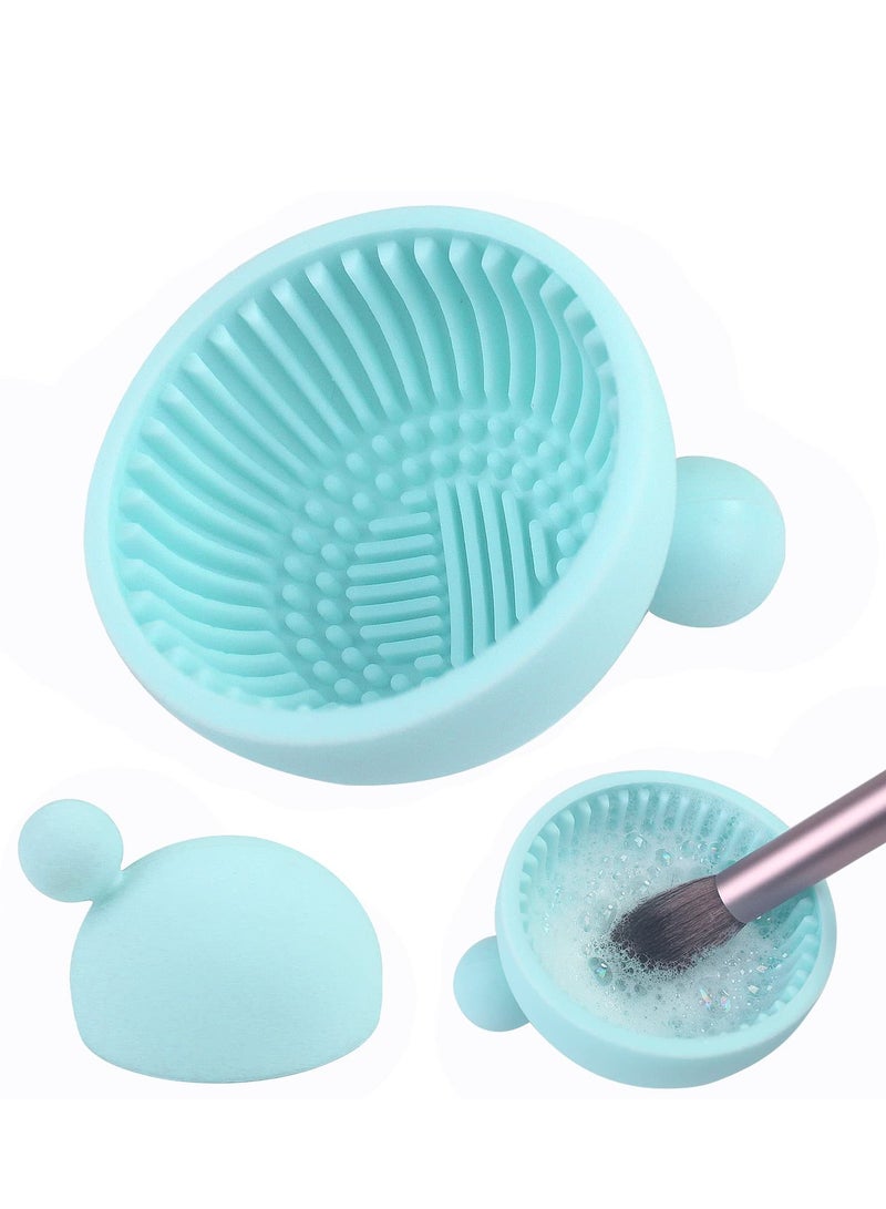 Makeup Brush Cleaner Mat, 1Pcs Silicone Makeup Cleaning Brush Scrubber Mat, Portable Cleaning Washing Tool for Cosmetic Brush Blue
