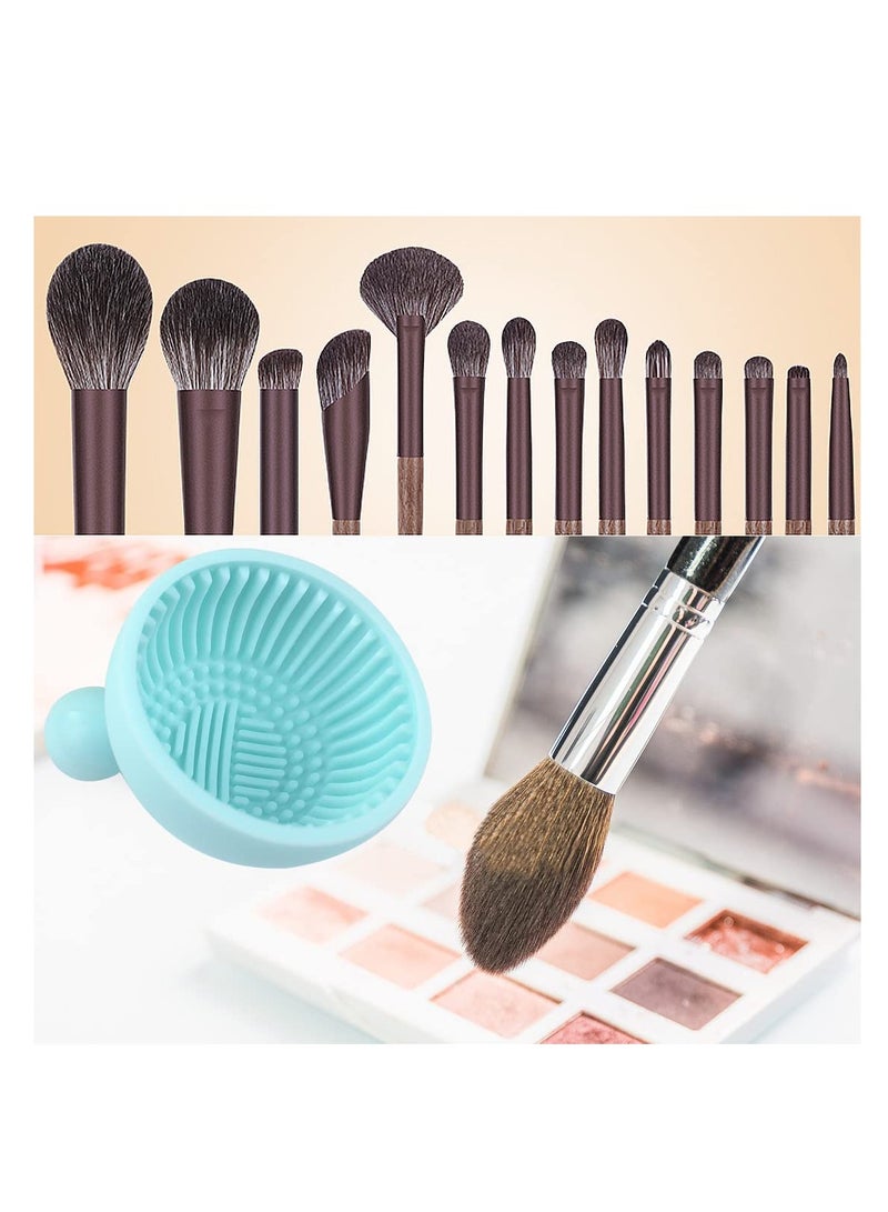 Makeup Brush Cleaner Mat, 1Pcs Silicone Makeup Cleaning Brush Scrubber Mat, Portable Cleaning Washing Tool for Cosmetic Brush Blue
