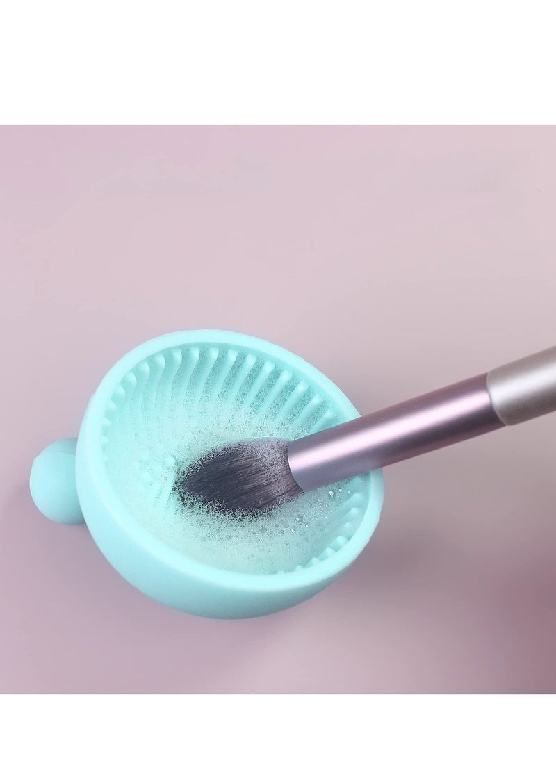 Makeup Brush Cleaner Mat, 1Pcs Silicone Makeup Cleaning Brush Scrubber Mat, Portable Cleaning Washing Tool for Cosmetic Brush Blue