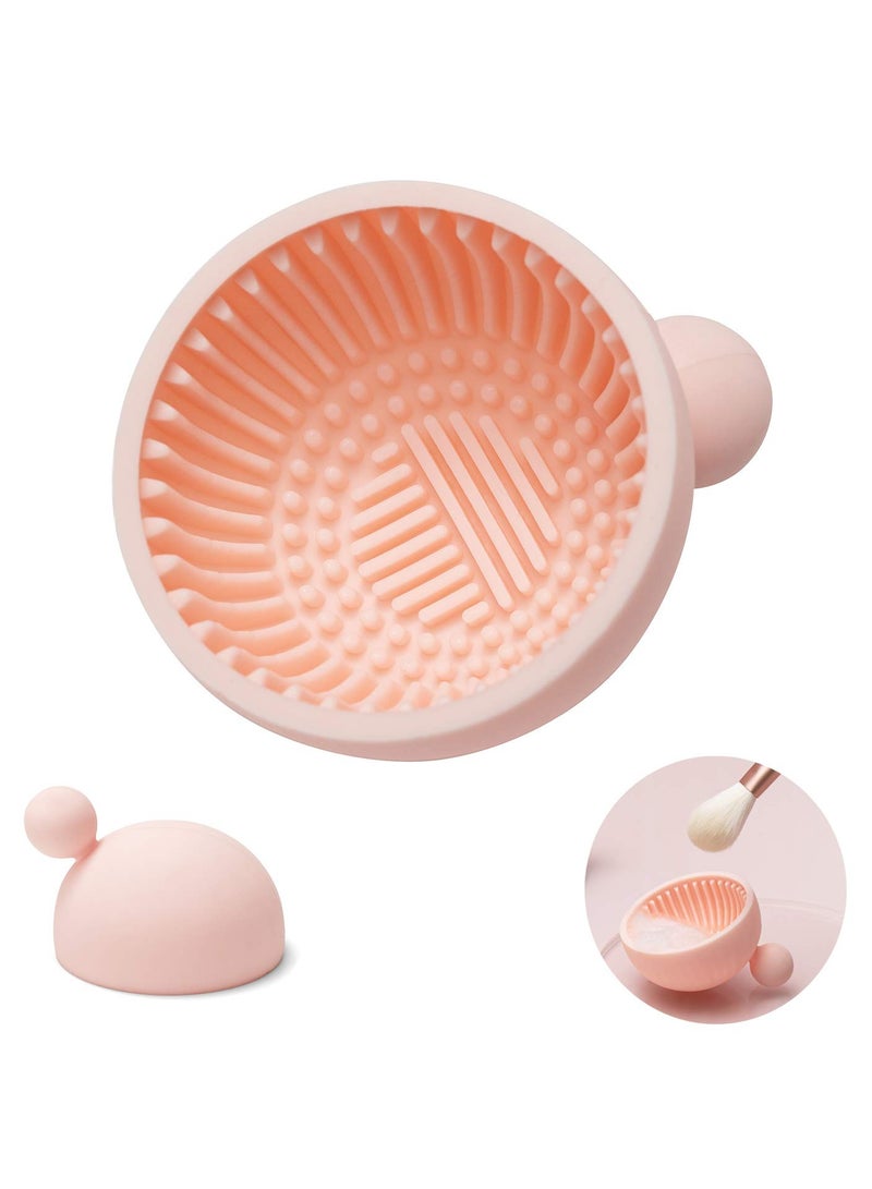 Makeup Brush Cleaner Mat, Pink Silicone Makeup Cleaning Brush Scrubber Mat, Portable Cleaning Washing Tool for Cosmetic Brush