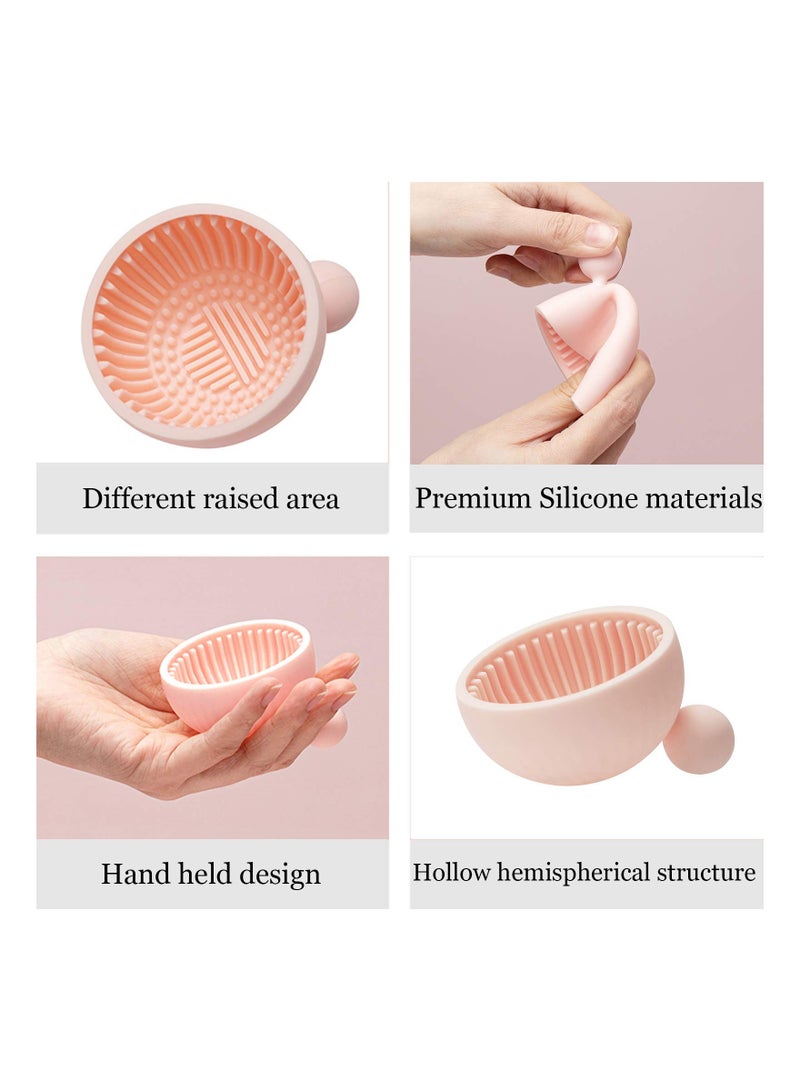 Makeup Brush Cleaner Mat, Pink Silicone Makeup Cleaning Brush Scrubber Mat, Portable Cleaning Washing Tool for Cosmetic Brush