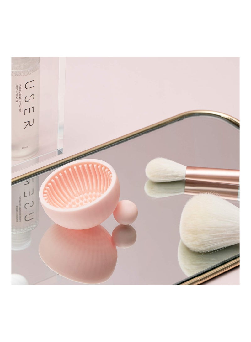 Makeup Brush Cleaner Mat, Pink Silicone Makeup Cleaning Brush Scrubber Mat, Portable Cleaning Washing Tool for Cosmetic Brush