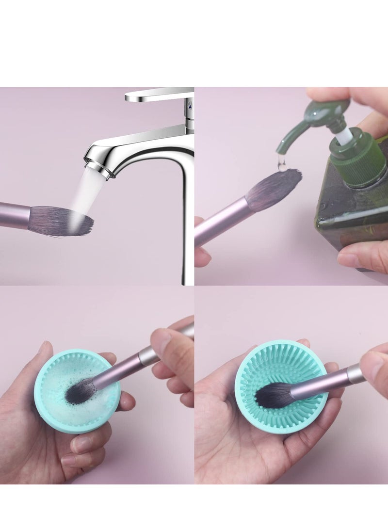 Makeup Brush Cleaner Mat, 1Pcs Silicone Makeup Cleaning Brush Scrubber Mat, Portable Cleaning Washing Tool for Cosmetic Brush Blue