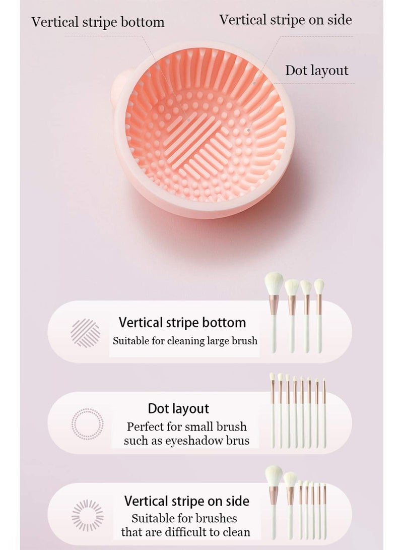 Makeup Brush Cleaner Mat, Pink Silicone Makeup Cleaning Brush Scrubber Mat, Portable Cleaning Washing Tool for Cosmetic Brush