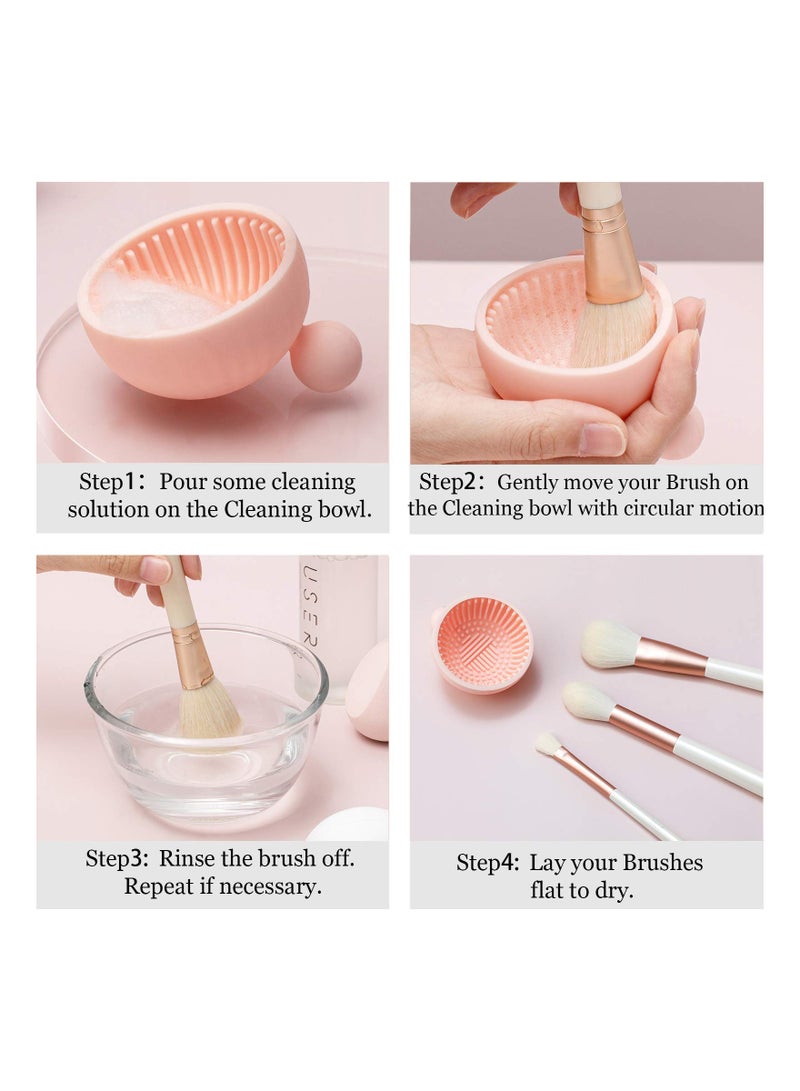 Makeup Brush Cleaner Mat, Pink Silicone Makeup Cleaning Brush Scrubber Mat, Portable Cleaning Washing Tool for Cosmetic Brush