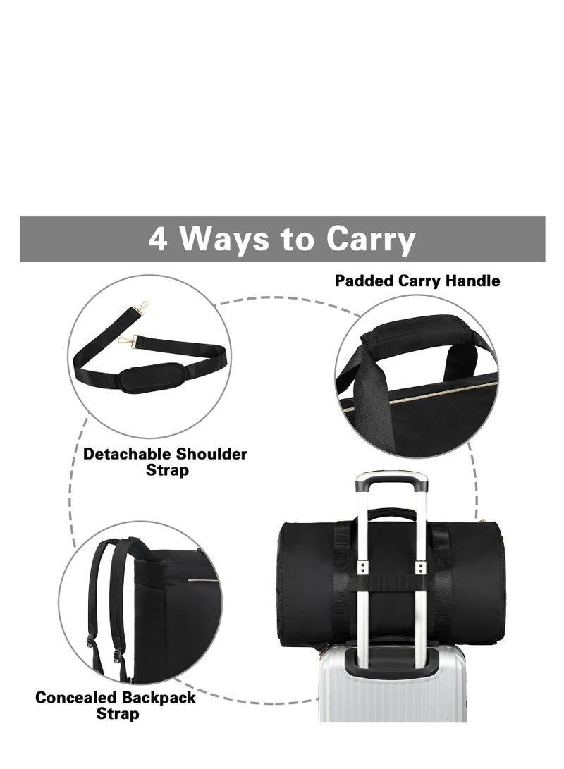 Garment Bags for Travel, Convertible Garment Bag with Detachable Hanging Suit Bag, Carry on Travel Duffel Bag with Shoulder and Backpack Straps, Luggage Dress Bag for Men, Women, Black