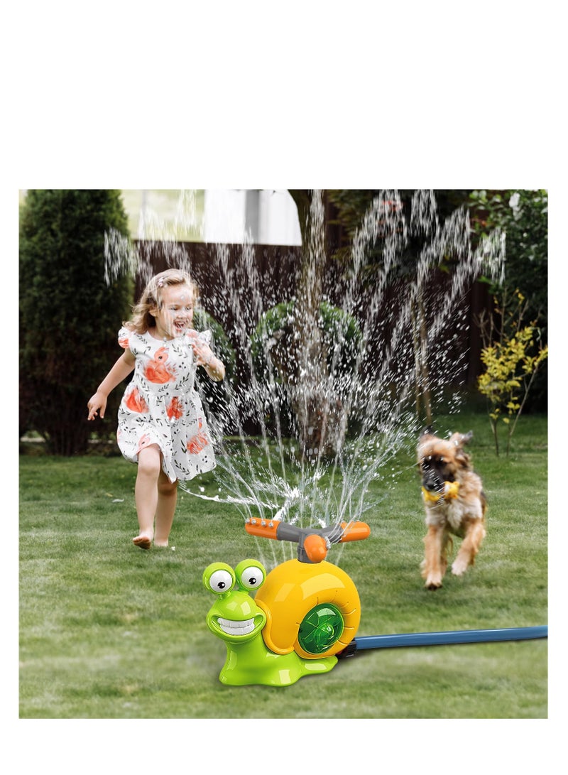 Water Sprinkler Baseball Toy for Kids Outdoor Play, 2 in 1 Snail Summer Water Game with 2 Sprinkler Heads, Summer Outside Toys, Splashing Fun Toys for Kids, 360° Roating Spray Water Baseball