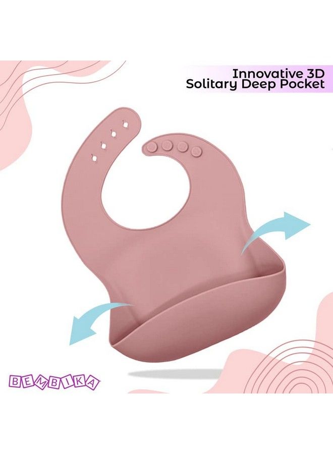 Baby Feeding Essential Baby Dinner Set Silicone Tableware Set For Baby Infant Training Eating Utensils(Pack Of 5)(Pink)