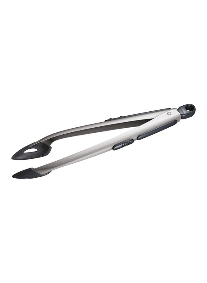 Compact Tipped Tongs Silver/Black 38.2x5x8.8cm