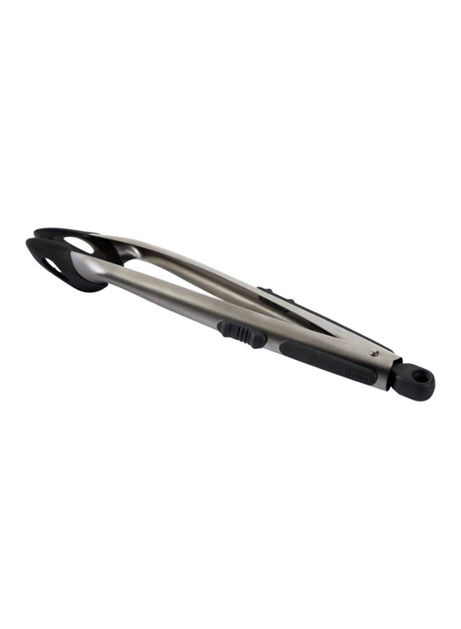 Compact Tipped Tongs Silver/Black 38.2x5x8.8cm