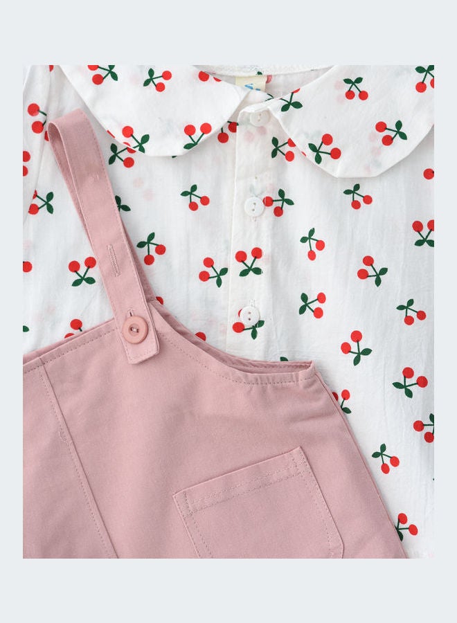 Peter Pan Collared T-Shirt And Dungaree Set Multicolour