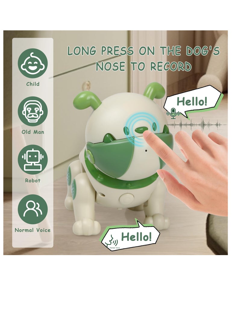 Robot Dog Toy for Kids, Remote Interactive Electronic Pets with Interactive Touch Sensors, LED Lights, Recording, Smart Dancing Walking RC Robot Puppy Dog for Kids Over 3, Green