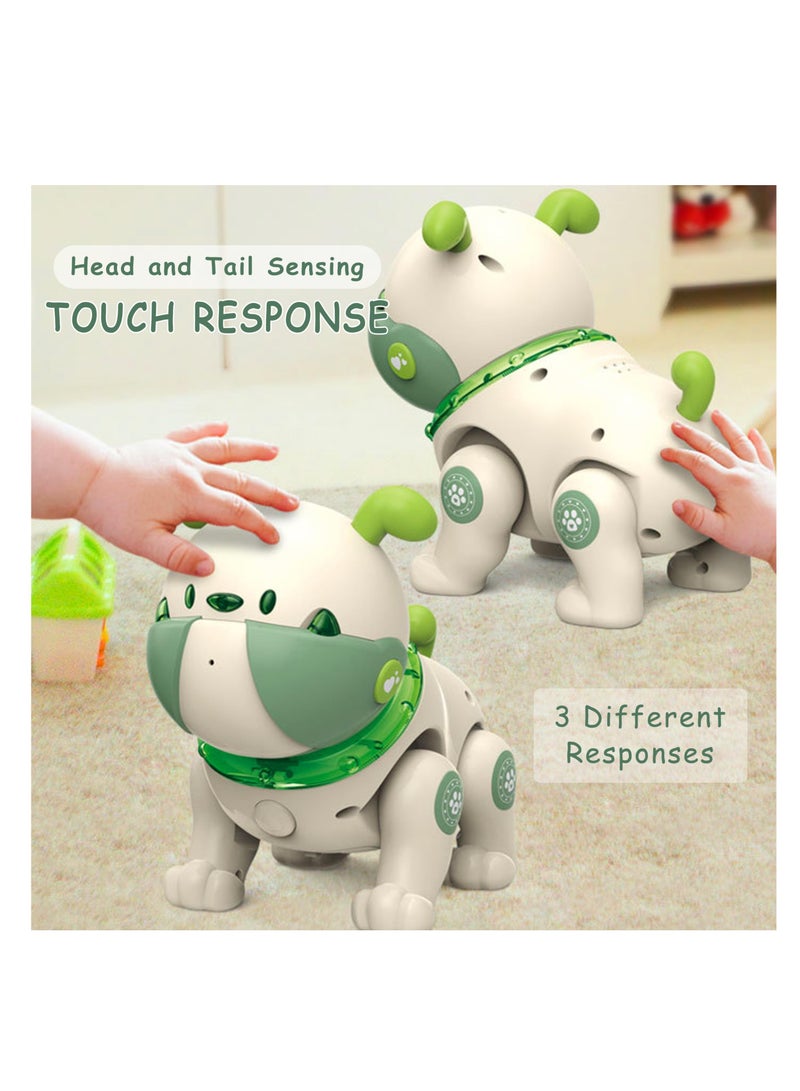 Robot Dog Toy for Kids, Remote Interactive Electronic Pets with Interactive Touch Sensors, LED Lights, Recording, Smart Dancing Walking RC Robot Puppy Dog for Kids Over 3, Green