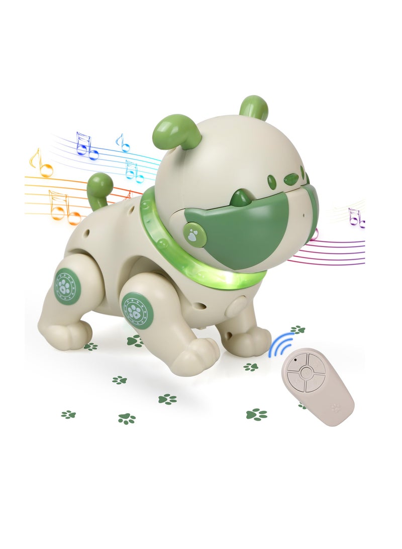 Robot Dog Toy for Kids, Remote Interactive Electronic Pets with Interactive Touch Sensors, LED Lights, Recording, Smart Dancing Walking RC Robot Puppy Dog for Kids Over 3, Green