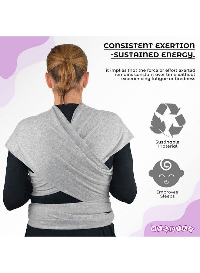 Baby Essential Hands Free Baby Carrier Wrap Breathable Lightweight Baby Wrap Carrier Cloth Suitable For Newborn Infants (Light Grey)