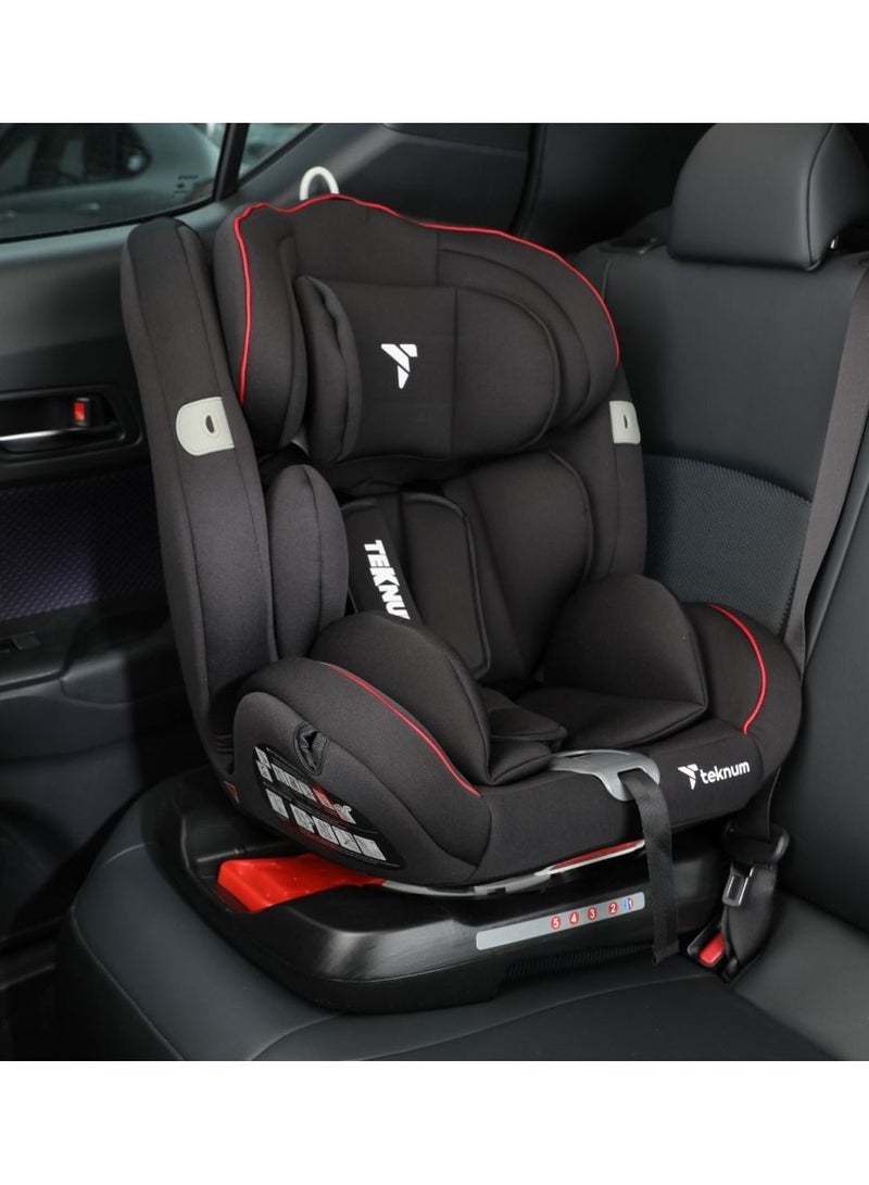 Evolve 360 Car Seat (0 - 12Yrs) With Sunveno Fashion Diaper Bag - Black