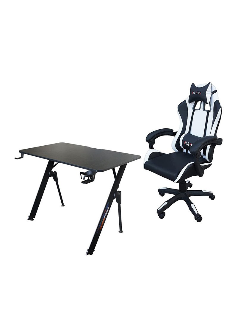 Mahmayi Contra Gaming TJ HYG-01 Gaming Chair with PU Leatherette and V2-1060 Plain Desk Gaming Table Black Combo