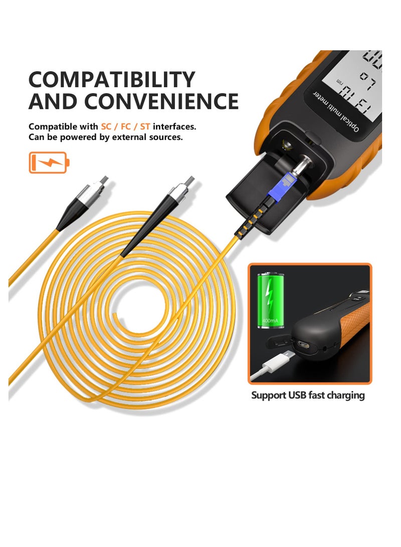 Mini Optic Fiber Cable Tester, Fiber Optic Tools with 400mAh Lithium Battery, Optical Fiber Power Meter for FC/SC/ST Universal Connector, Fiber Optic Light Meter