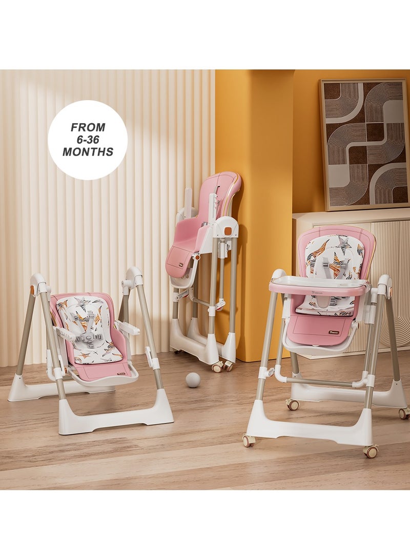 5-In-1 Swing With High Chair With Lockable Wheels