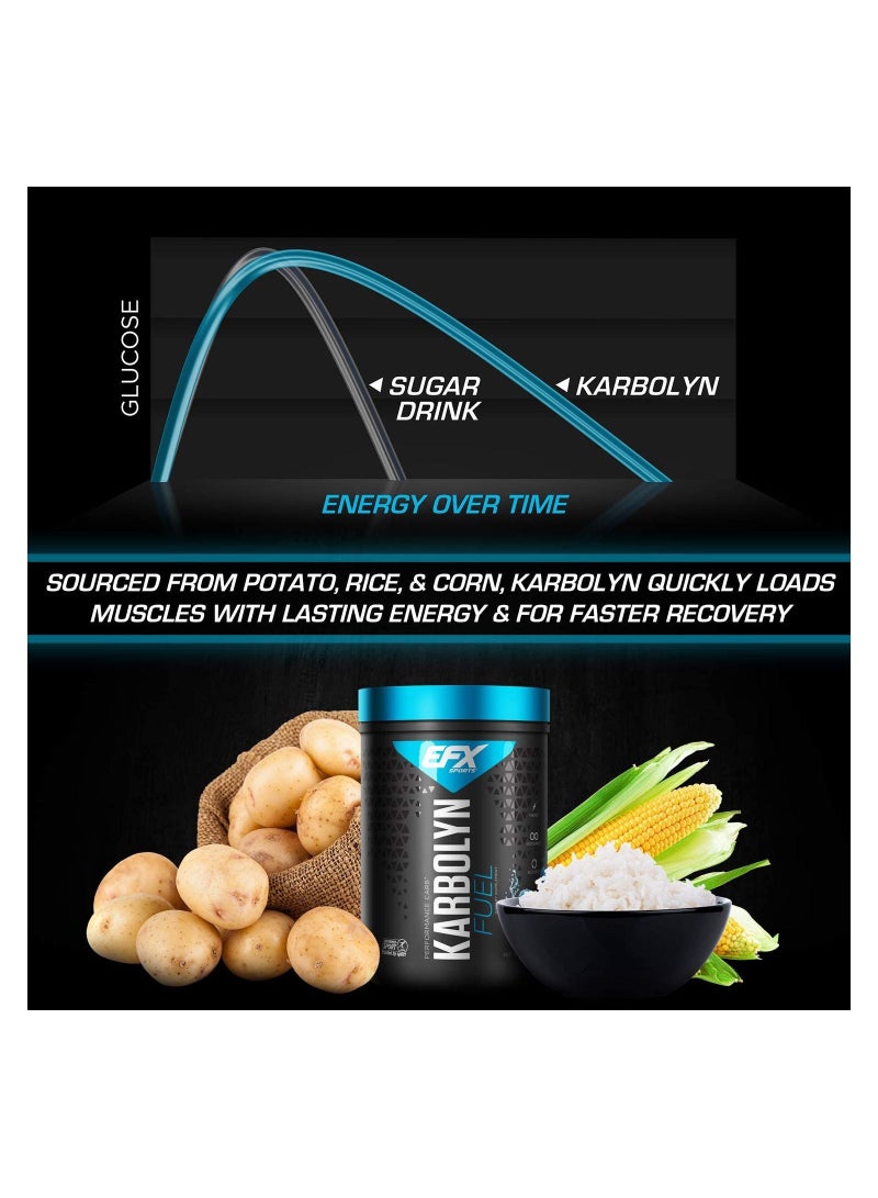 EFX Sports Karbolyn Fuel Pre, Intra, Post Workout Carbohydrate Supplement Powder Carb Load, Energize Improve & Recover Faster Easy to Mix Strawberry 1950gm