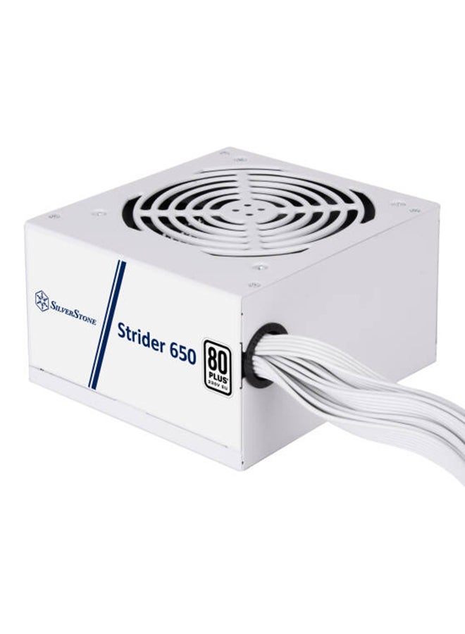 Strider 650 Non-Modular Power Supply, 650W Power, 80 Plus Certification, Active PFC, 120mm Silent Fan, Class-Leading Single +12V Rail, ATX Form Factor, White | SST-ST650-EF-WBW