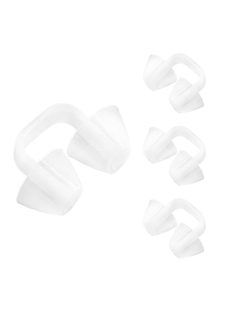 Nose Clip Set, 4-Pack Transparent Silicone Nose Plugs, Non-Slip, Waterproof Nose Protectors for Adults - Ideal for Training and Beginners