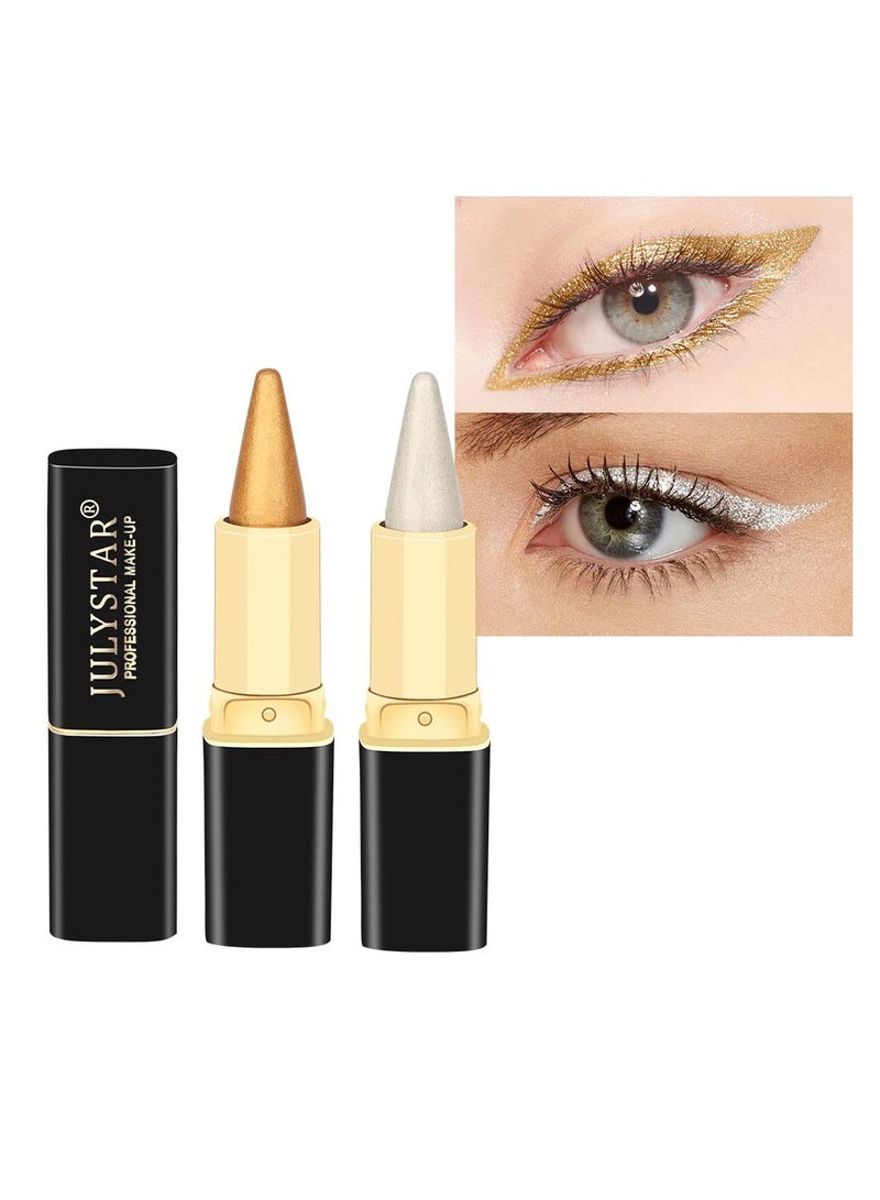 Pearlescent White Cream Gel Eyeliner Stick, 2Pcs Waterproof and Smudge Resistant, Glides On Easily To Create Any Look, Richly Pigmented and Creamy Makeup Eyeliner for Women