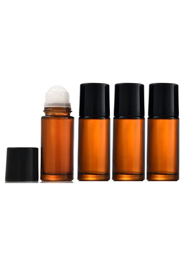 1.7 Oz 50Ml Glass Roll On Bottles Empty Deodorant Bottles Leakproof Diy Deodorant Container Amber Glass Roller Bottles For Essential Oils Perfume Cosmetics Sunscreen Moisturizer