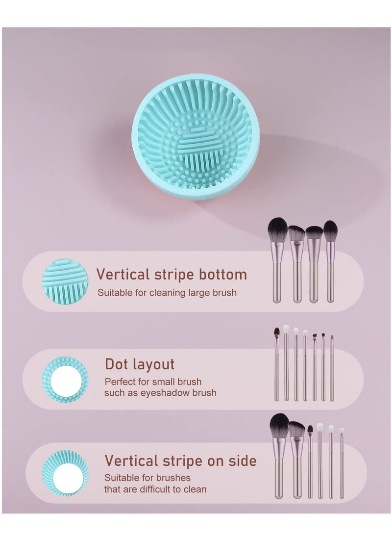 Makeup Brush Cleaner Mat, 1Pcs Silicone Makeup Cleaning Brush Scrubber Mat, Portable Cleaning Washing Tool for Cosmetic Brush Blue