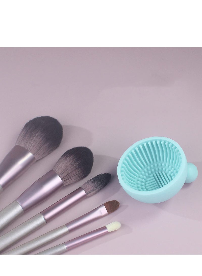 Makeup Brush Cleaner Mat, 1Pcs Silicone Makeup Cleaning Brush Scrubber Mat, Portable Cleaning Washing Tool for Cosmetic Brush Blue