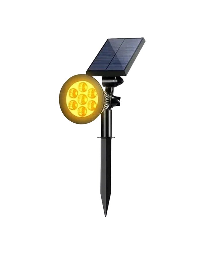 Outdoor Solar Spotlight, IP65 Waterproof Adjustable 7 LED Lamp Solar Spotlight, Portable And Convenient Landscape Wall Light, Long Range Illumination Garden Light For Wall Ground Flag, (Yellow)