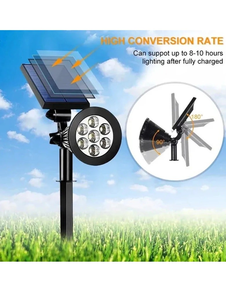 Outdoor Solar Spotlight, IP65 Waterproof Adjustable 7 LED Lamp Solar Spotlight, Portable And Convenient Landscape Wall Light, Long Range Illumination Garden Light For Wall Ground Flag, (Yellow)