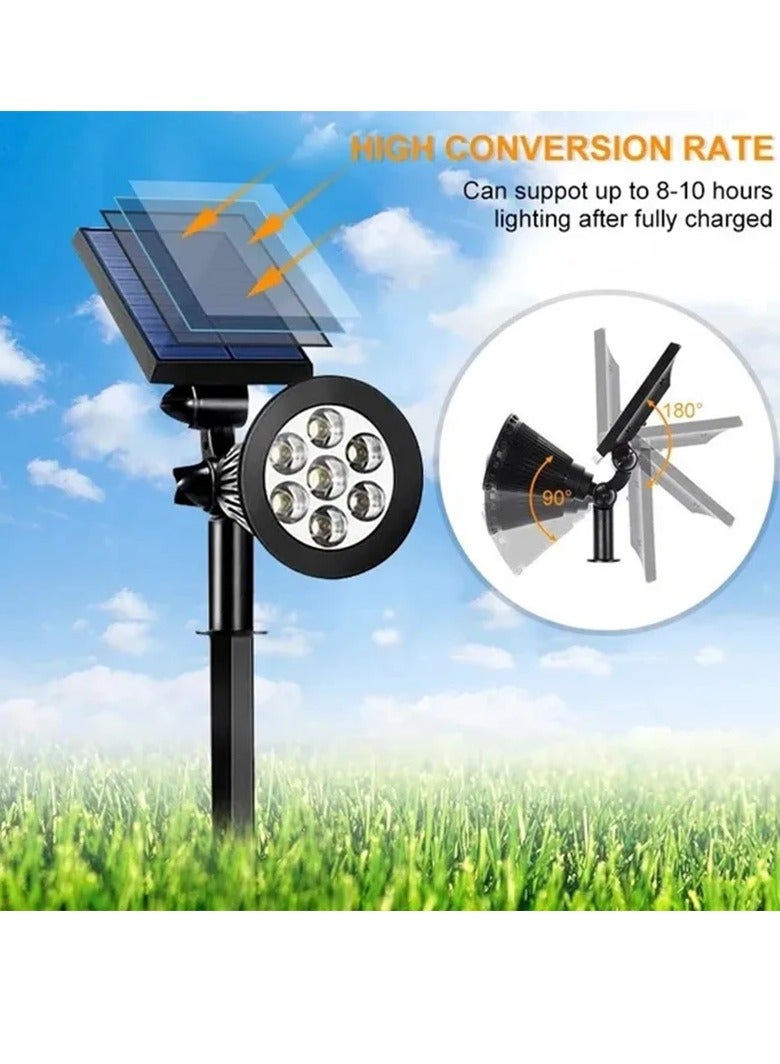 Outdoor Solar Spotlight, IP65 Waterproof Adjustable 7 LED Lamp Solar Spotlight, Portable And Convenient Landscape Wall Light, Long Range Illumination Garden Light For Wall Ground Flag, (Multicolour)