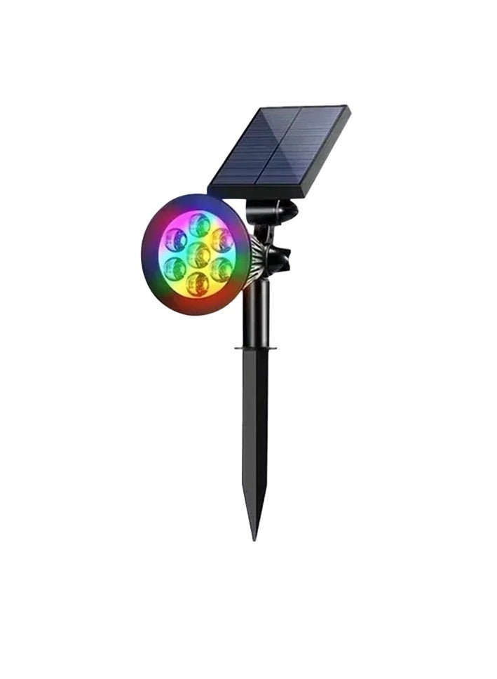 Outdoor Solar Spotlight, IP65 Waterproof Adjustable 7 LED Lamp Solar Spotlight, Portable And Convenient Landscape Wall Light, Long Range Illumination Garden Light For Wall Ground Flag, (Multicolour)