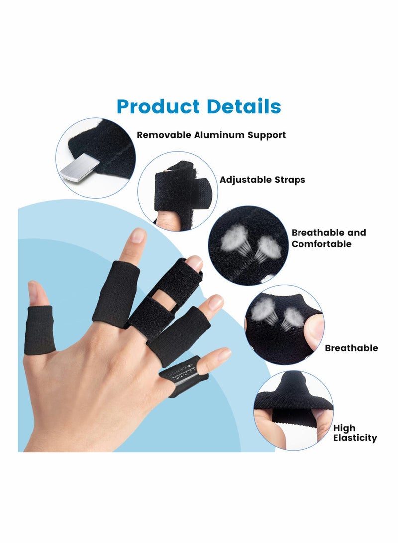 Finger Splint, Set of 2 Trigger Finger Brace with 10 Nylon Sleeves for Finger Pain Relief and Sport Injuries, Swelling Tendon Release Relieving Finger Stiffness and Sprained Knuckles