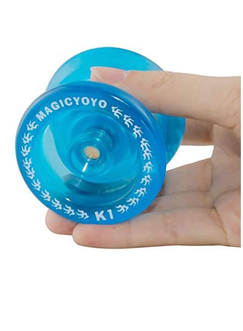 K1 Yoyo Responsive Ball Bearing Yoyo for Beginner Kids,Practise Rapid Response Capability, Plastic ABS Yoyo with Yoyo Glove+Yoyo Bag+5 Replacement Yoyo Strings (Crystal Blue)