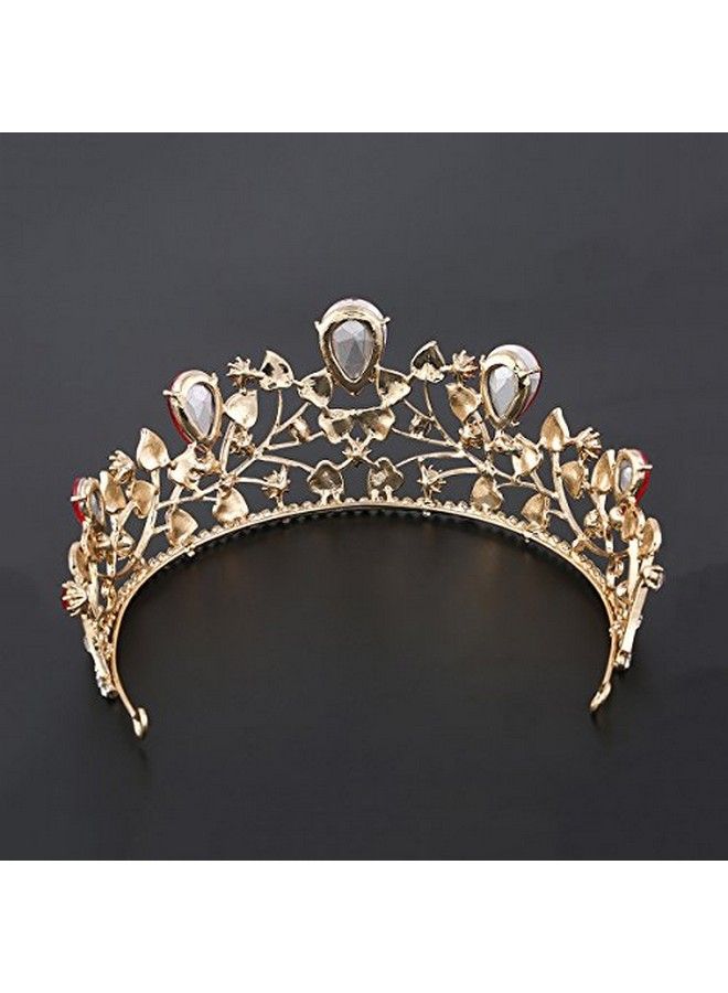 Red Crystal CrownBaroque Ruby Belle Crown Bridal Wedding Rhinestone Tiara Hair Accessories For Women Girls