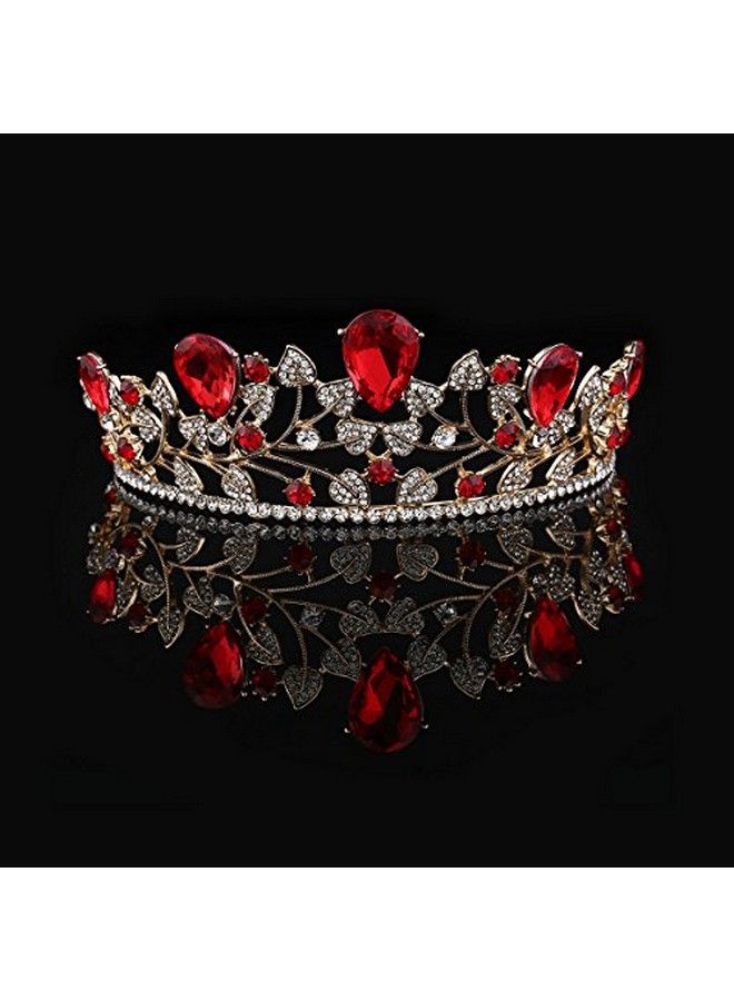 Red Crystal CrownBaroque Ruby Belle Crown Bridal Wedding Rhinestone Tiara Hair Accessories For Women Girls