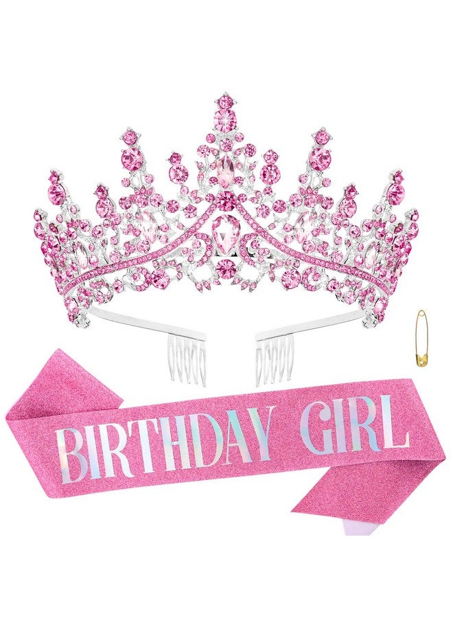 Birthday Sash Princess Crown Birthday Girl Sash Tiaras For Girls Birthday Tiara Birthday Crowns For Women Pink Happy Birthday Decorations For Women Birthday Party Suppliers Gifts