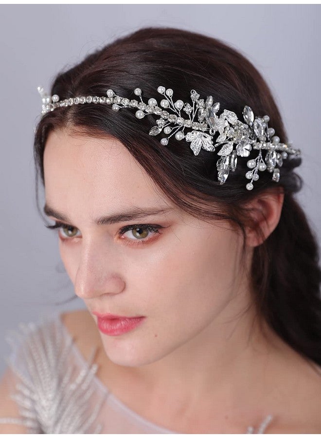 Bridal Wedding Headband Crystal Wedding Headpieces For Bride Pearl Hair Vine Wedding Hair Accessories For Flower Girl Bridesmaid