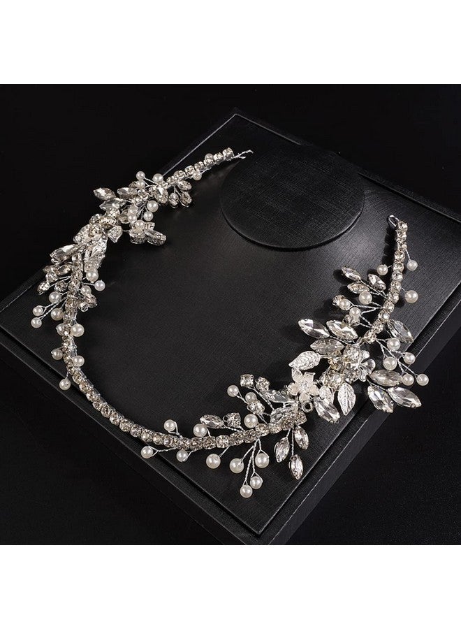 Bridal Wedding Headband Crystal Wedding Headpieces For Bride Pearl Hair Vine Wedding Hair Accessories For Flower Girl Bridesmaid