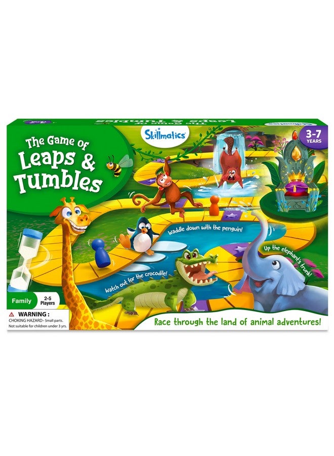 Board Game Leaps & Tumbles Race Through The Land Of Animal Adventures Classic Game With A Twist Gifts For Ages 3 To 7